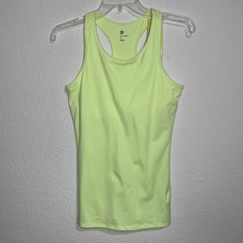 all in motion Lime Yellow Racer Back Athletic Tank Top Built in Bra Small